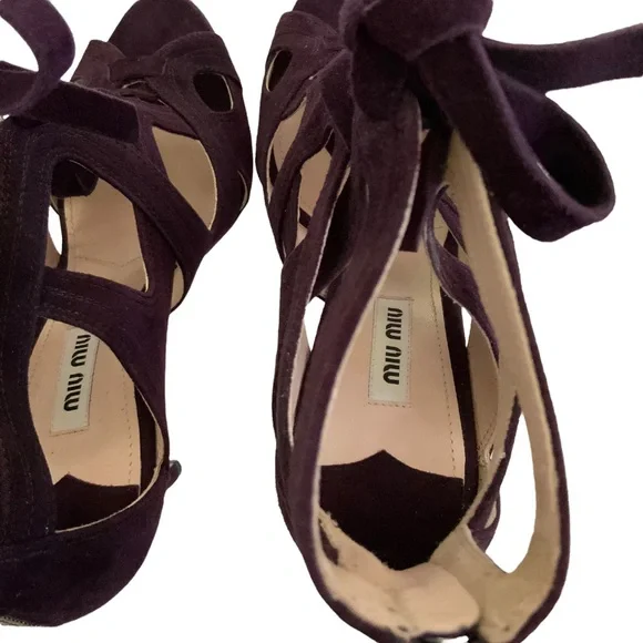 Miu Miu Prune Suede High Heel Tie Pumps sz 8 NWT - Picture 12 of 12